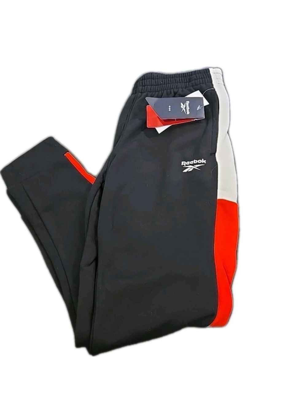 Reebok Boy's Joggers Size 11-12Y Black, Red And White Cuffed Bottoms NWT (B-01)